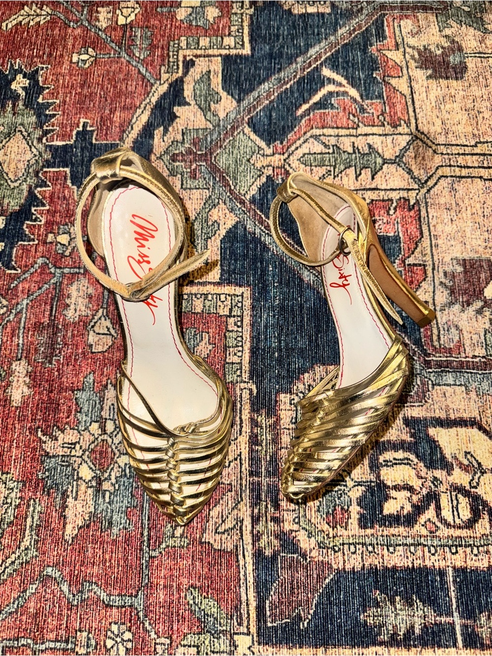 Y2K euro miss sixty Gold leather Strappy Heels